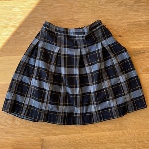 Lands end box pleat classic blue plaid skirt
